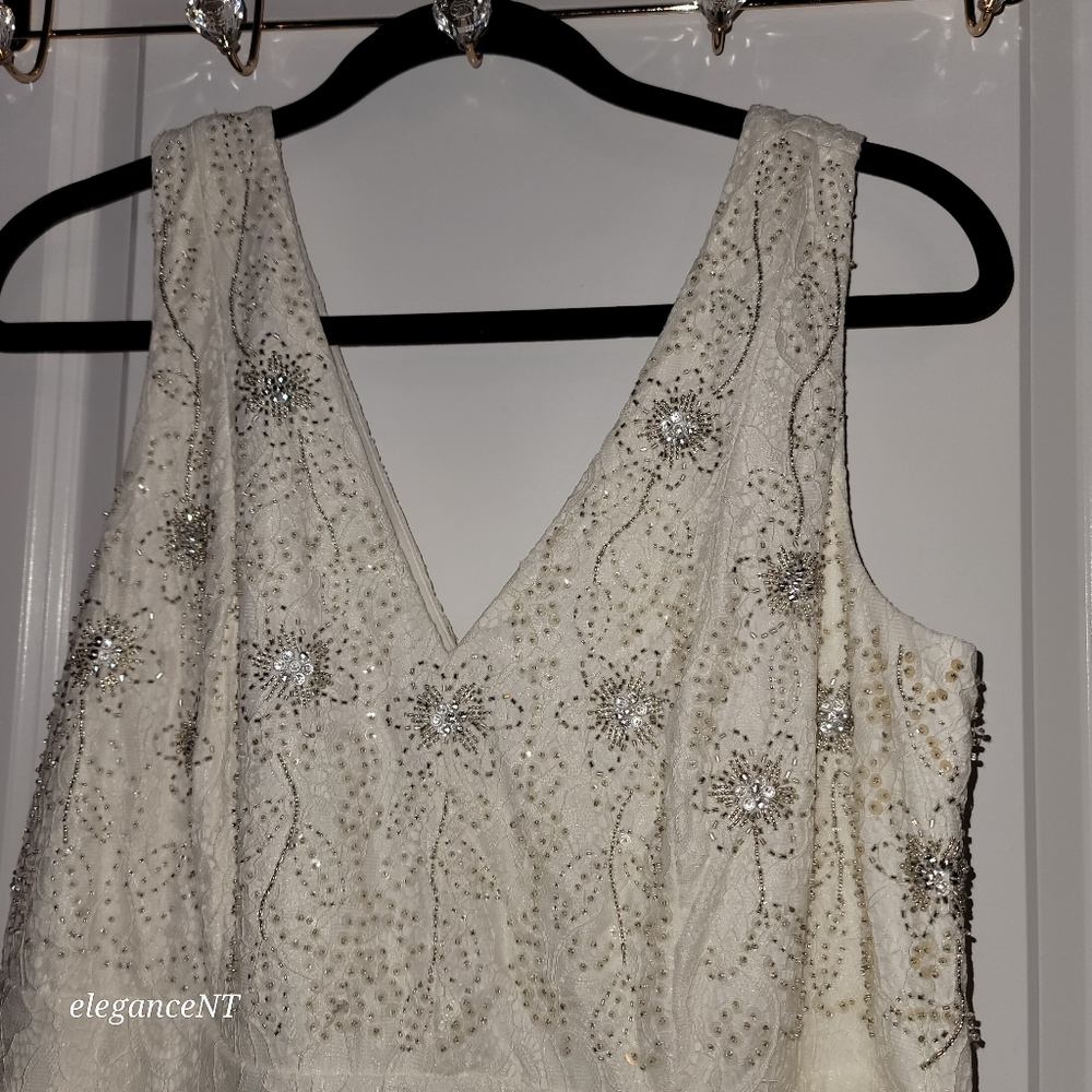 Torrid Ivory Lace Beaded Sleeveless Mermaid Wedding Dress with Train Sz: 14 NWT - Picture 8 of 16